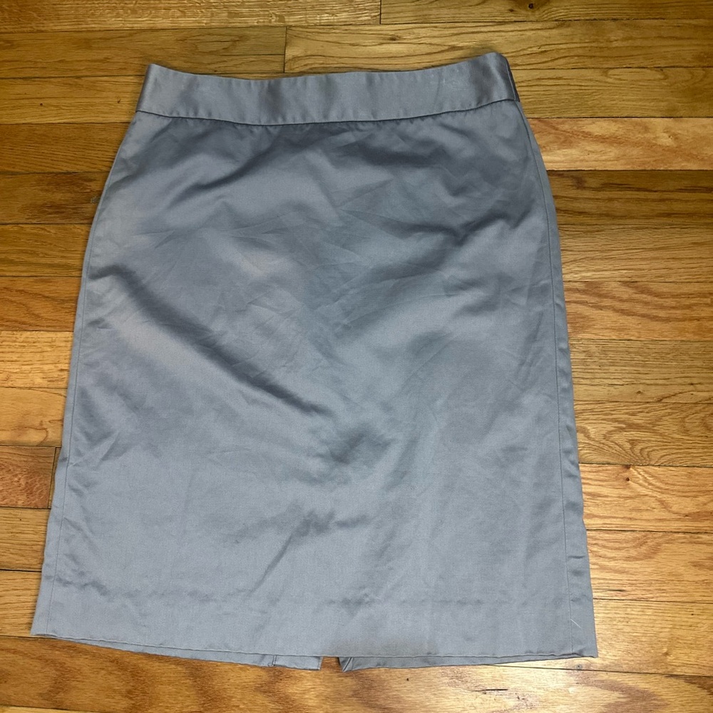 J Crew Gray Pencil Skirt Knee Length Cotton Career Business Professional Sz 4